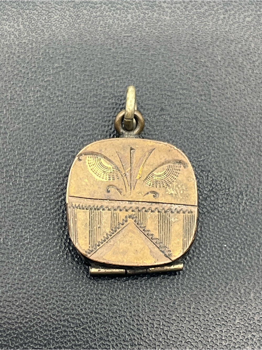 SKM & Co Victorian gold tone square locket pocket watch fob engraved DAMAGED - Picture 2 of 15